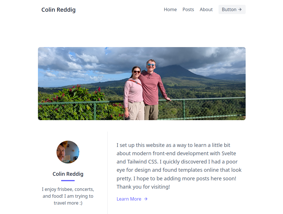 A screenshot of the homepage of this website